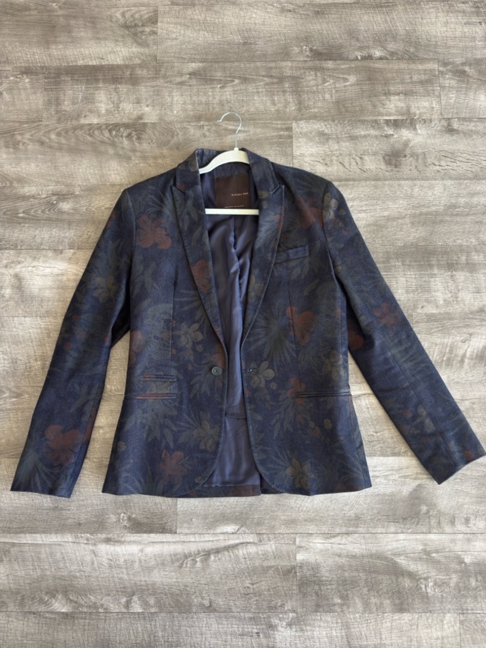 Zara Navy Floral-Print Men’s Blazer